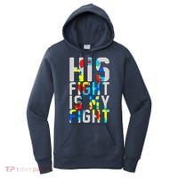 His Fight Is My Fight Autism Awareness Ribbon Women's Hoodie thumb 0