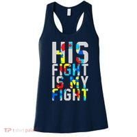 His Fight Is My Fight Autism Awareness Ribbon Women's Tank Top thumb 0