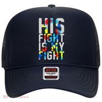 His Fight Is My Fight Autism Awareness Ribbon Hat thumb 0