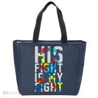 His Fight Is My Fight Autism Awareness Ribbon Tote Bag thumb 0