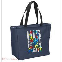 His Fight Is My Fight Autism Awareness Ribbon Tote Bag thumb 2