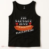 HIs Sausage Is My Valentine Dirty Offensive  Tank Top thumb 2