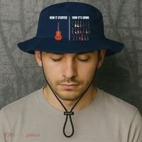 How It Started Guitar Lovers Shirts Meme Funny Guitar Bucket Hat thumb 2