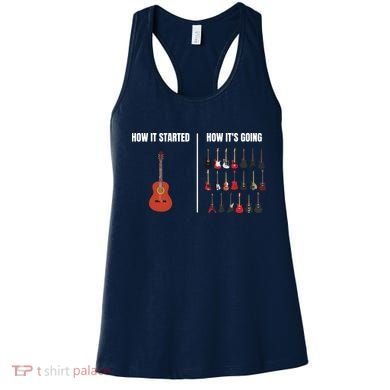 How It Started Guitar Lovers Shirts Meme Funny Guitar Women's Tank Top