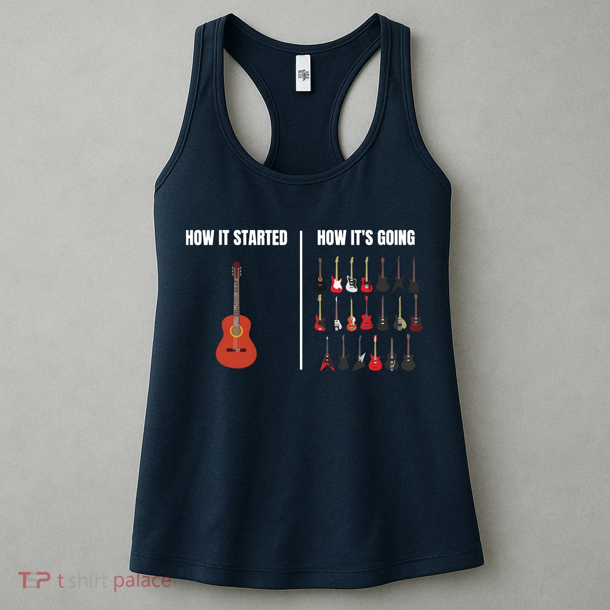 How It Started Guitar Lovers Shirts Meme Funny Guitar Women's Tank Top