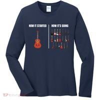 How It Started Guitar Lovers Shirts Meme Funny Guitar Women's Long Sleeve Shirt thumb 0