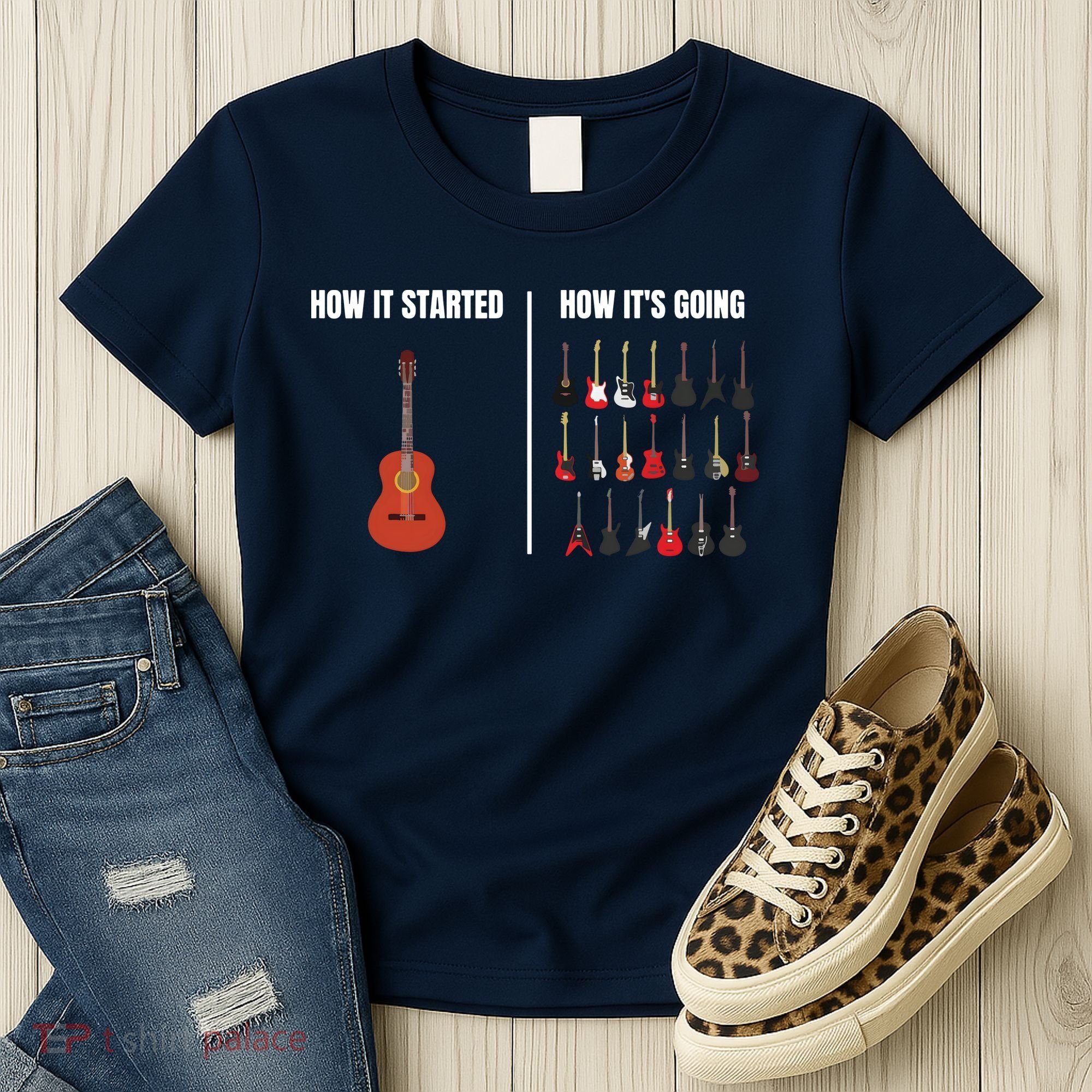 How It Started Guitar Lovers Shirts Meme Funny Guitar Women's T-Shirt