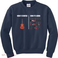 How It Started Guitar Lovers Shirts Meme Funny Guitar Kids Sweatshirt thumb 0