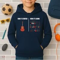 How It Started Guitar Lovers Shirts Meme Funny Guitar Kids Hoodie thumb 2