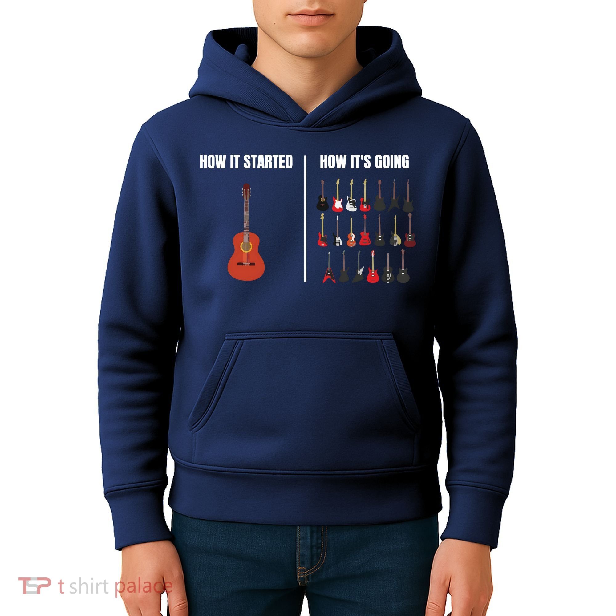 How It Started Guitar Lovers Shirts Meme Funny Guitar Kids Hoodie