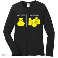 How It Started How Its Going Bath Duckie Toy Rubber Duck Women's Long Sleeve Shirt thumb 0