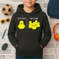 How It Started How Its Going Bath Duckie Toy Rubber Duck Kids Hoodie thumb 2