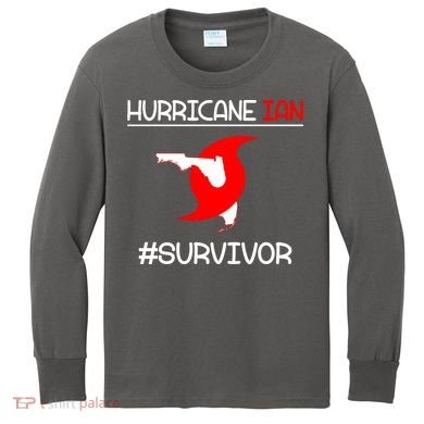 Hurricane Ian Survivor Florida Map Kids Long Sleeve Shirt