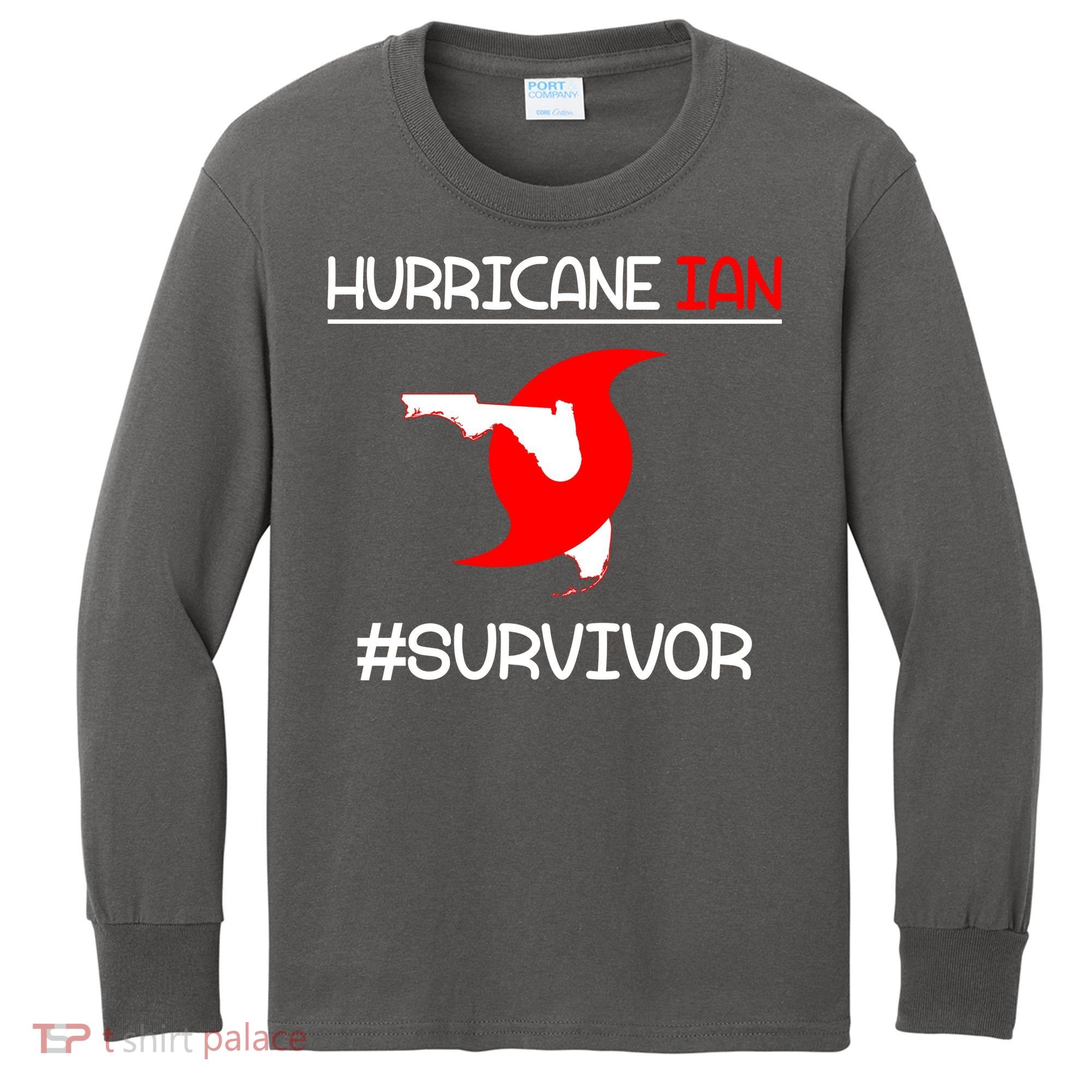 Hurricane Ian Survivor Florida Map Kids Long Sleeve Shirt