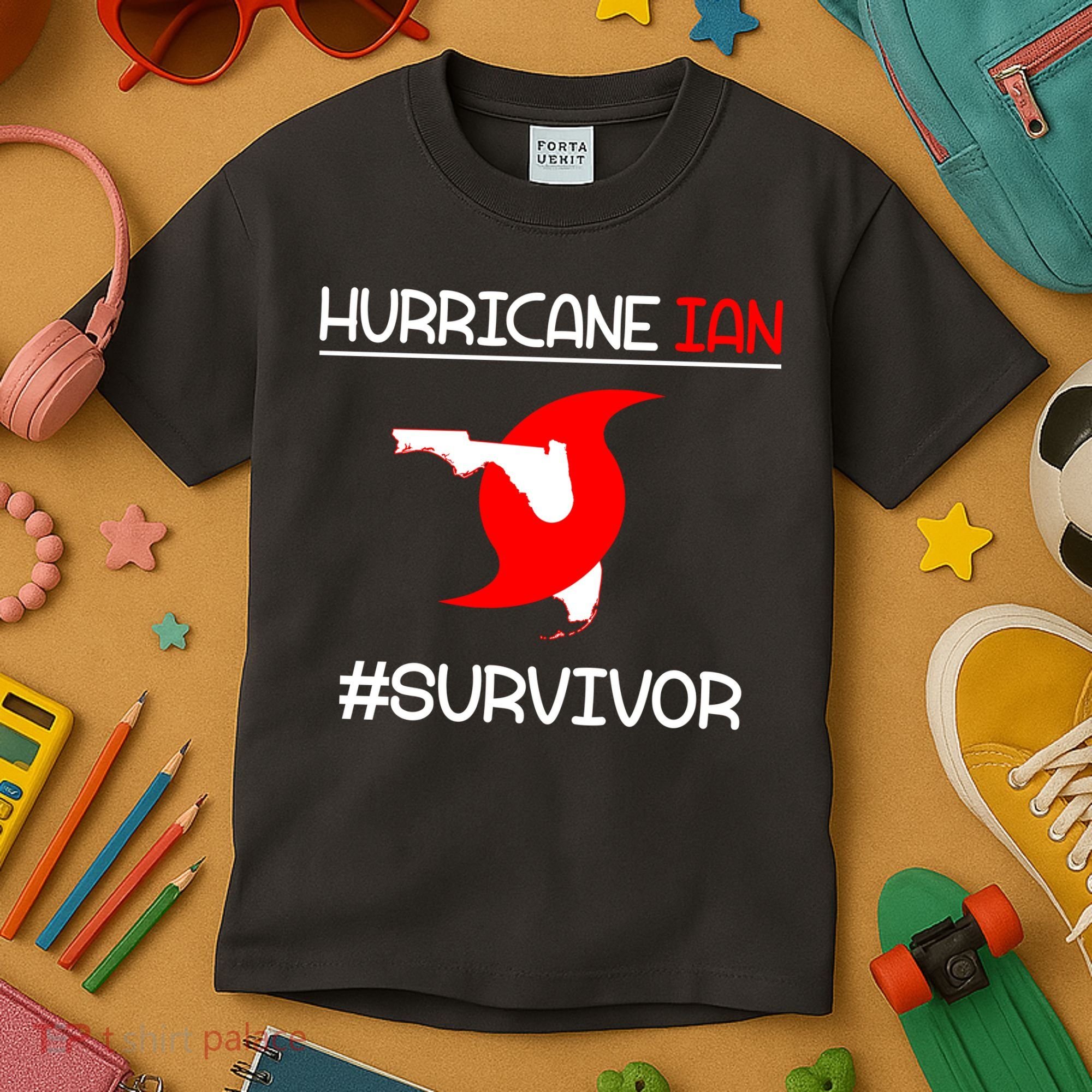 Hurricane Ian Survivor Florida Map Kids T-Shirt