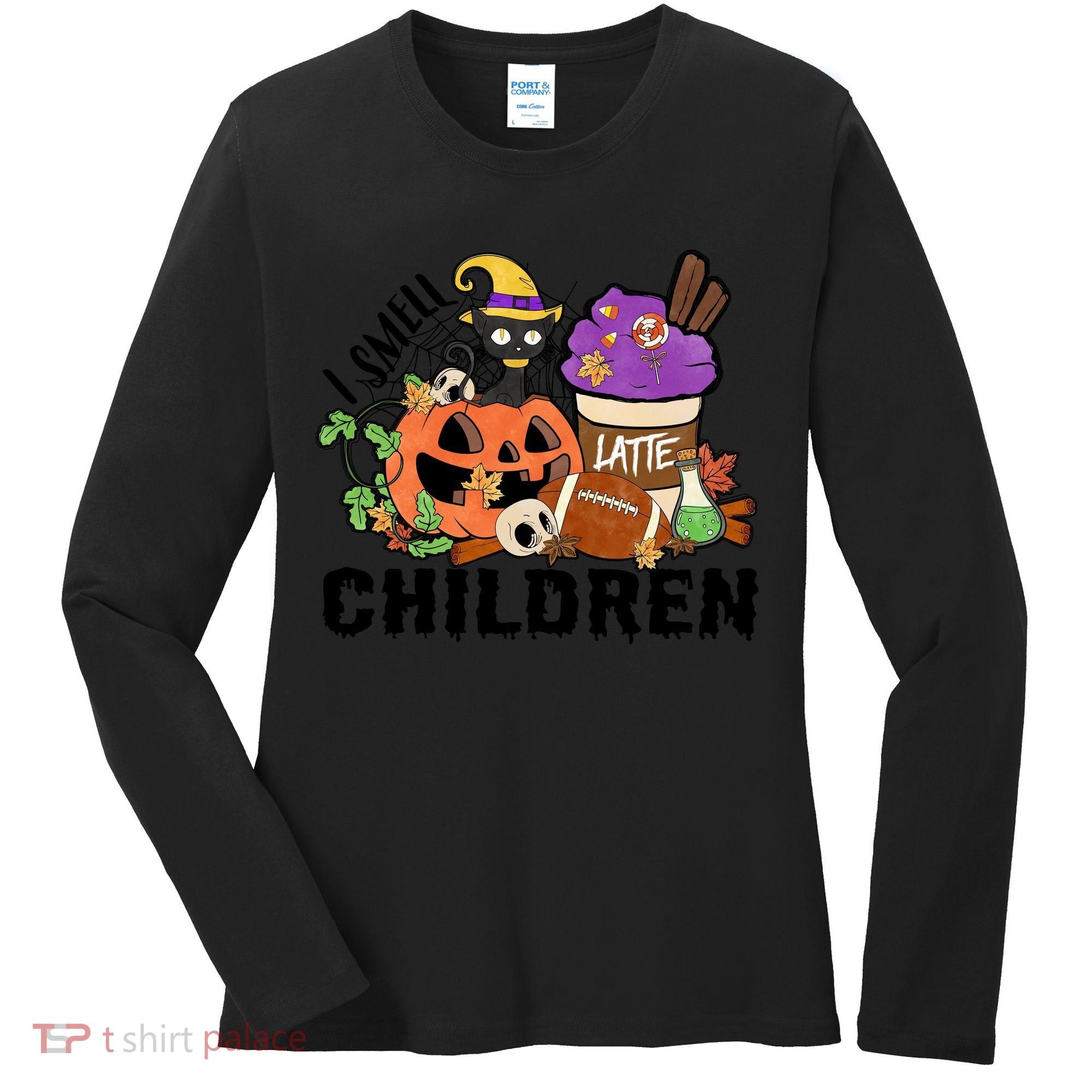 Halloween I Smell Children Hocus Pocus Coffee Latte Women's Long Sleeve Shirt