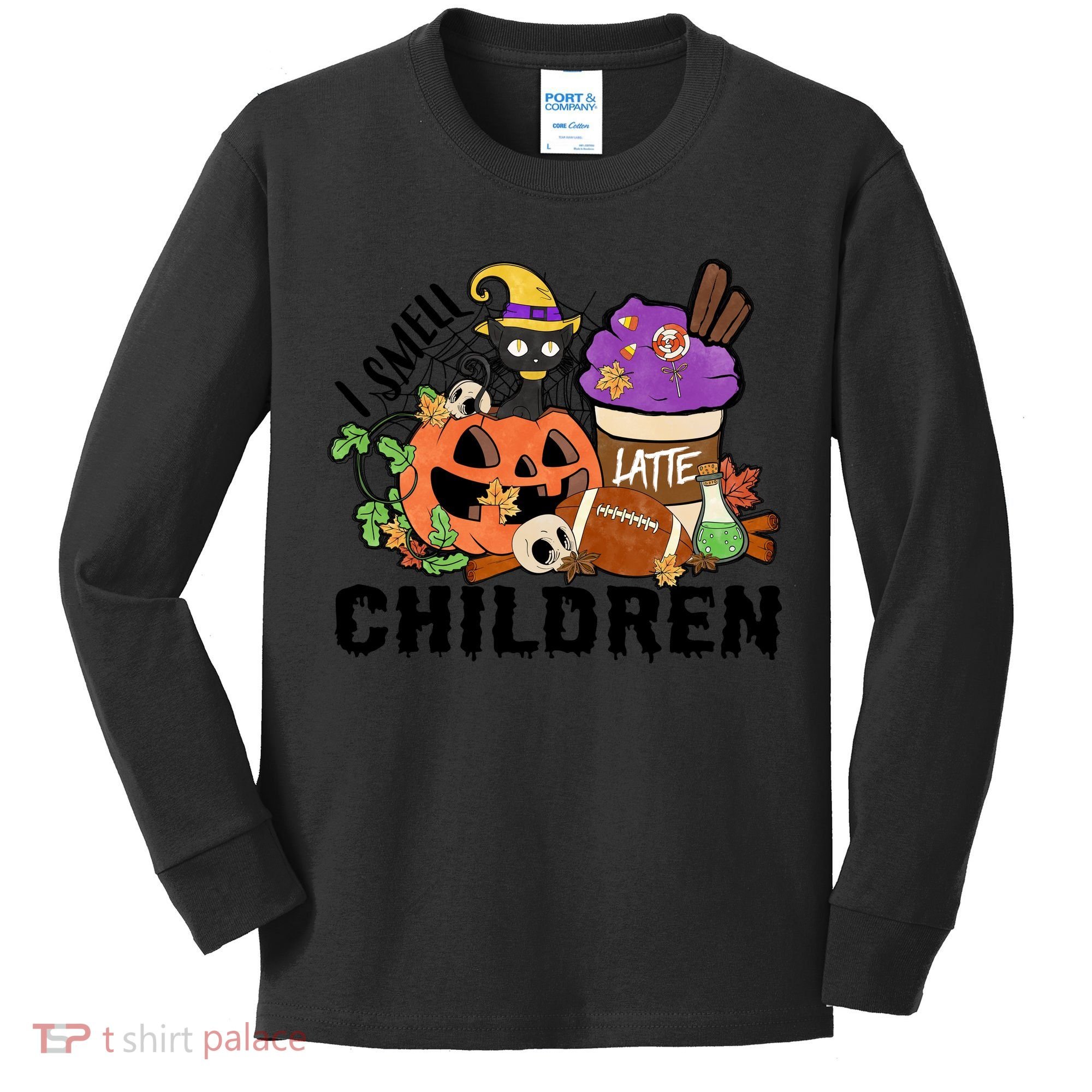 Halloween I Smell Children Hocus Pocus Coffee Latte Kids Long Sleeve Shirt