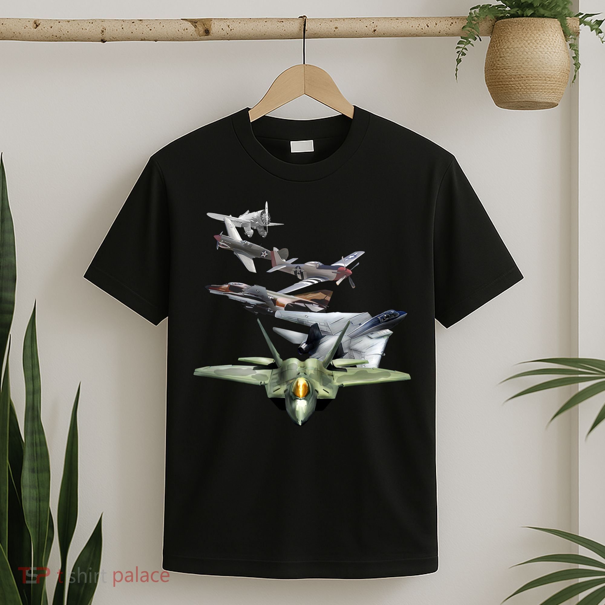 History Of The Fighter Plane - Air Force F-22 F-16 T-Shirt