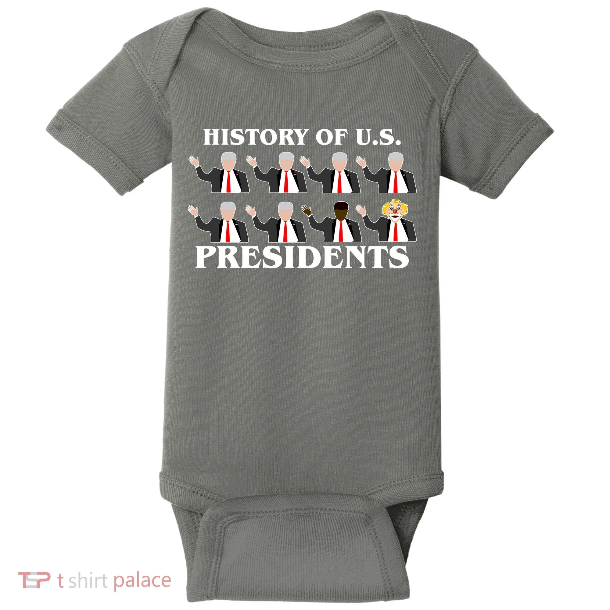 History of U.S. Presidents Anti Trump Clown Baby Bodysuit