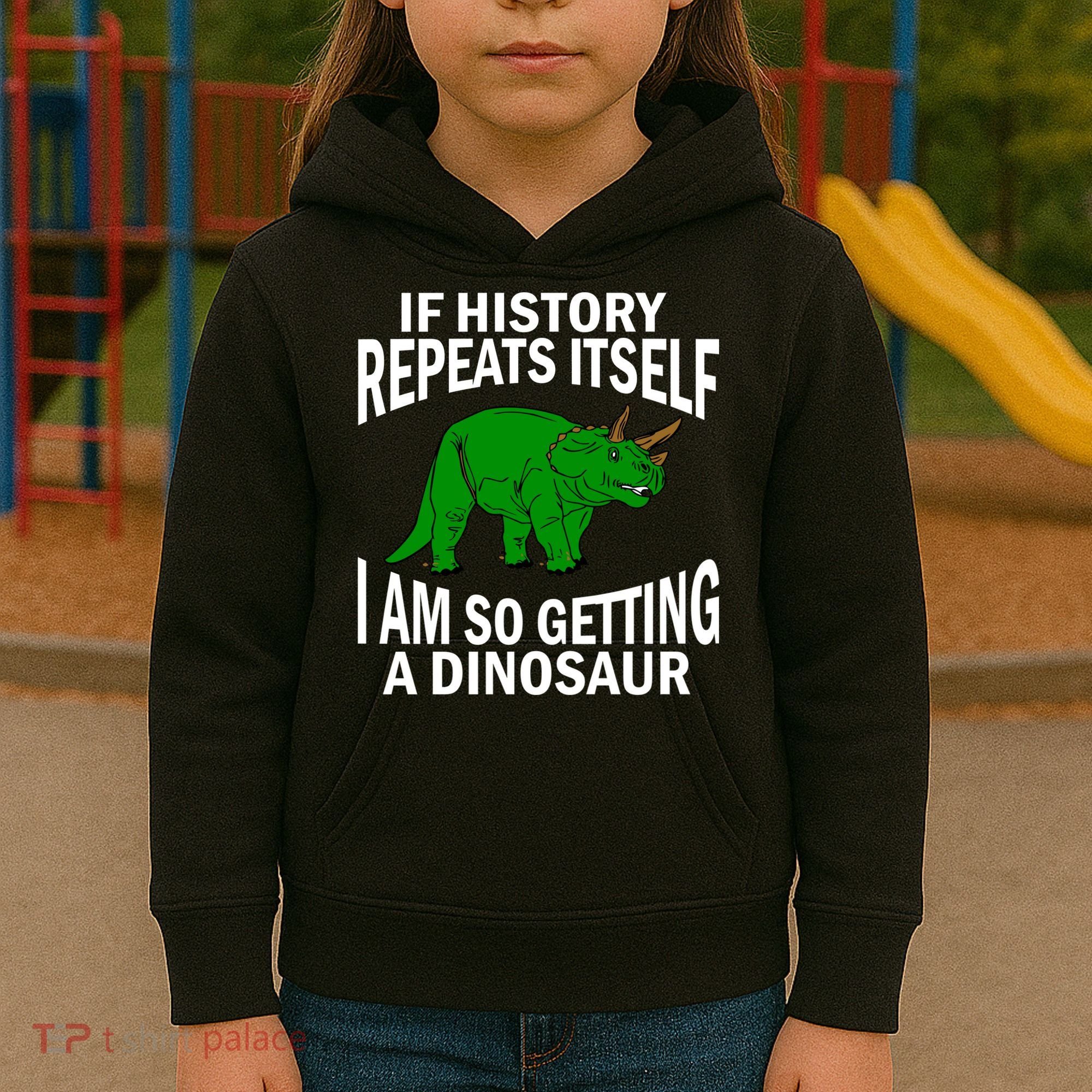 History Repeating Dinosaur Kids Hoodie