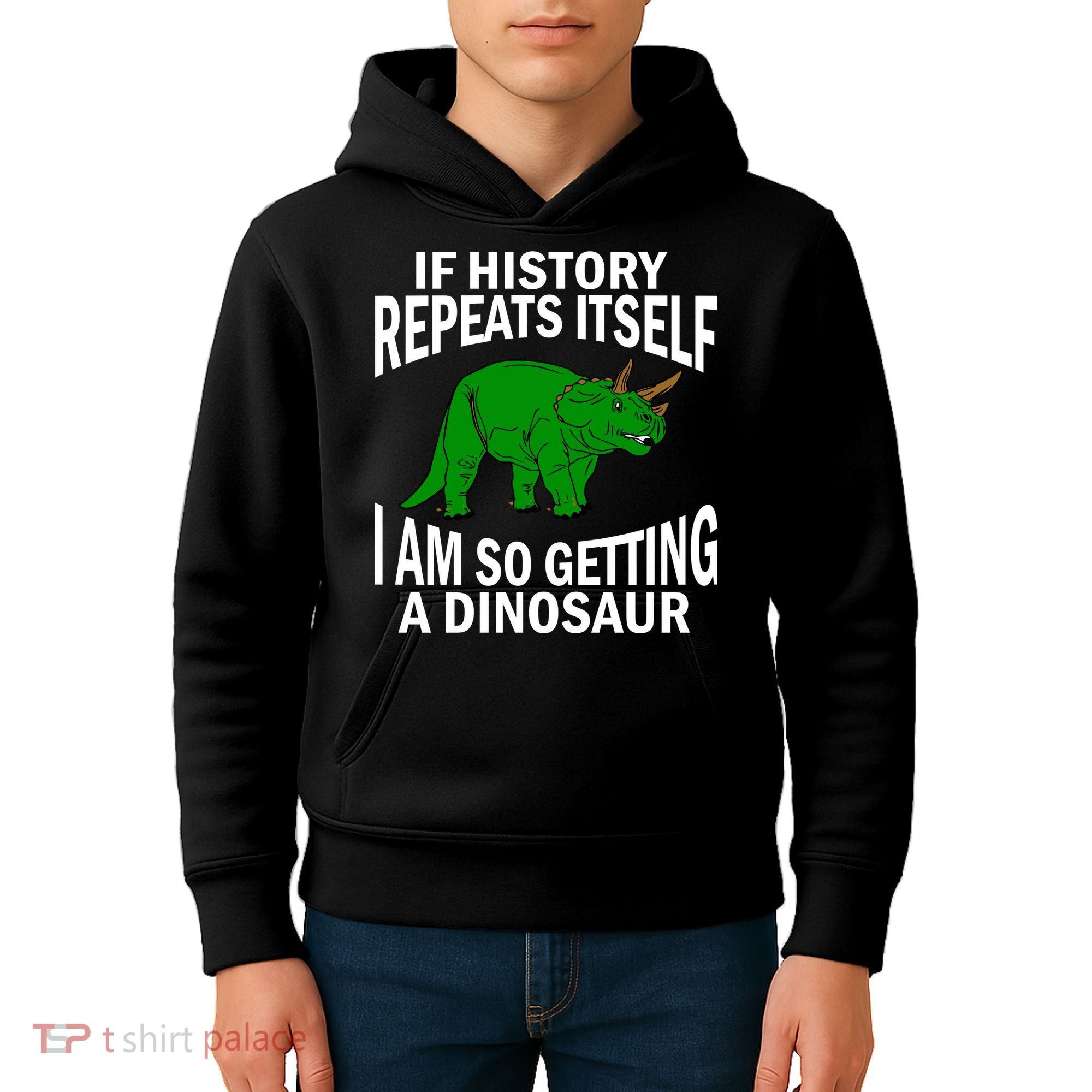History Repeating Dinosaur Kids Hoodie