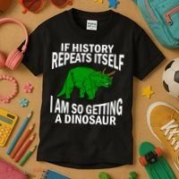 History Repeating Dinosaur Kids T-Shirt thumb 3