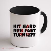 Hit Hard Run Fast Turn Left Funny Baseball Coffee Mug thumb 1