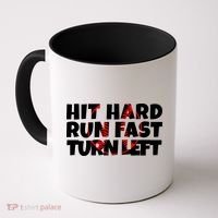 Hit Hard Run Fast Turn Left Funny Baseball Coffee Mug thumb 0