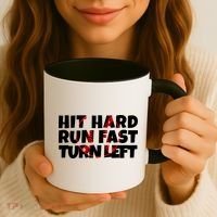 Hit Hard Run Fast Turn Left Funny Baseball Coffee Mug thumb 3