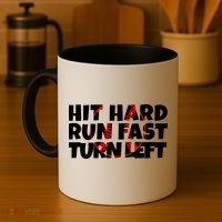 Hit Hard Run Fast Turn Left Funny Baseball Coffee Mug thumb 4