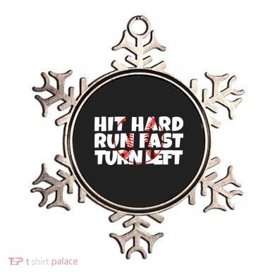 Hit Hard Run Fast Turn Left Funny Baseball Ornament