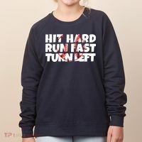 Hit Hard Run Fast Turn Left Funny Baseball Women's Sweatshirt thumb 0