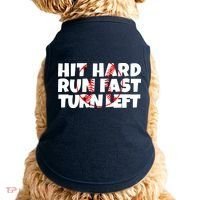 Hit Hard Run Fast Turn Left Funny Baseball Doggie Tank thumb 0