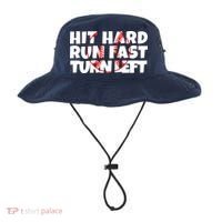 Hit Hard Run Fast Turn Left Funny Baseball Bucket Hat thumb 0