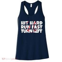 Hit Hard Run Fast Turn Left Funny Baseball Women's Tank Top thumb 0