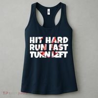 Hit Hard Run Fast Turn Left Funny Baseball Women's Tank Top thumb 3