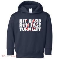 Hit Hard Run Fast Turn Left Funny Baseball Toddler Hoodie thumb 0
