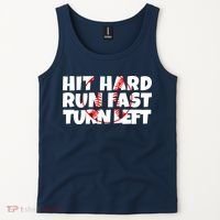 Hit Hard Run Fast Turn Left Funny Baseball Tank Top thumb 2
