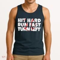 Hit Hard Run Fast Turn Left Funny Baseball Tank Top thumb 3