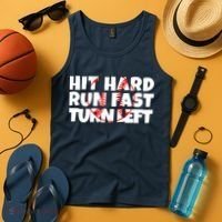 Hit Hard Run Fast Turn Left Funny Baseball Tank Top thumb 4