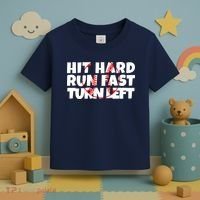 Hit Hard Run Fast Turn Left Funny Baseball Toddler T-Shirt thumb 3