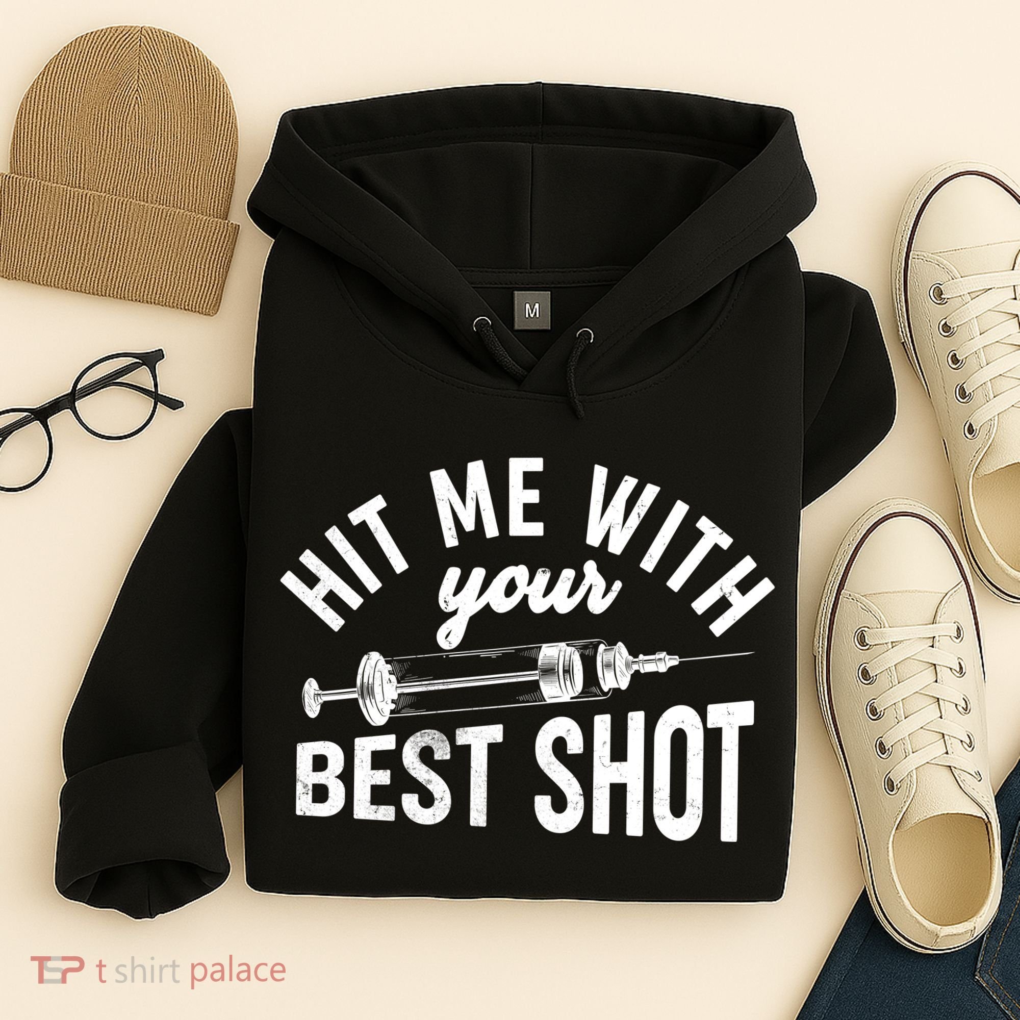 Hit Me With Your Best Shot Funny Vaccinated Hoodie