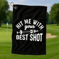 Hit Me With Your Best Shot Funny Vaccinated Golf Towel thumb 1