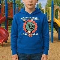 Hang In There It Gets Worse Existential Dread Kids Hoodie thumb 2