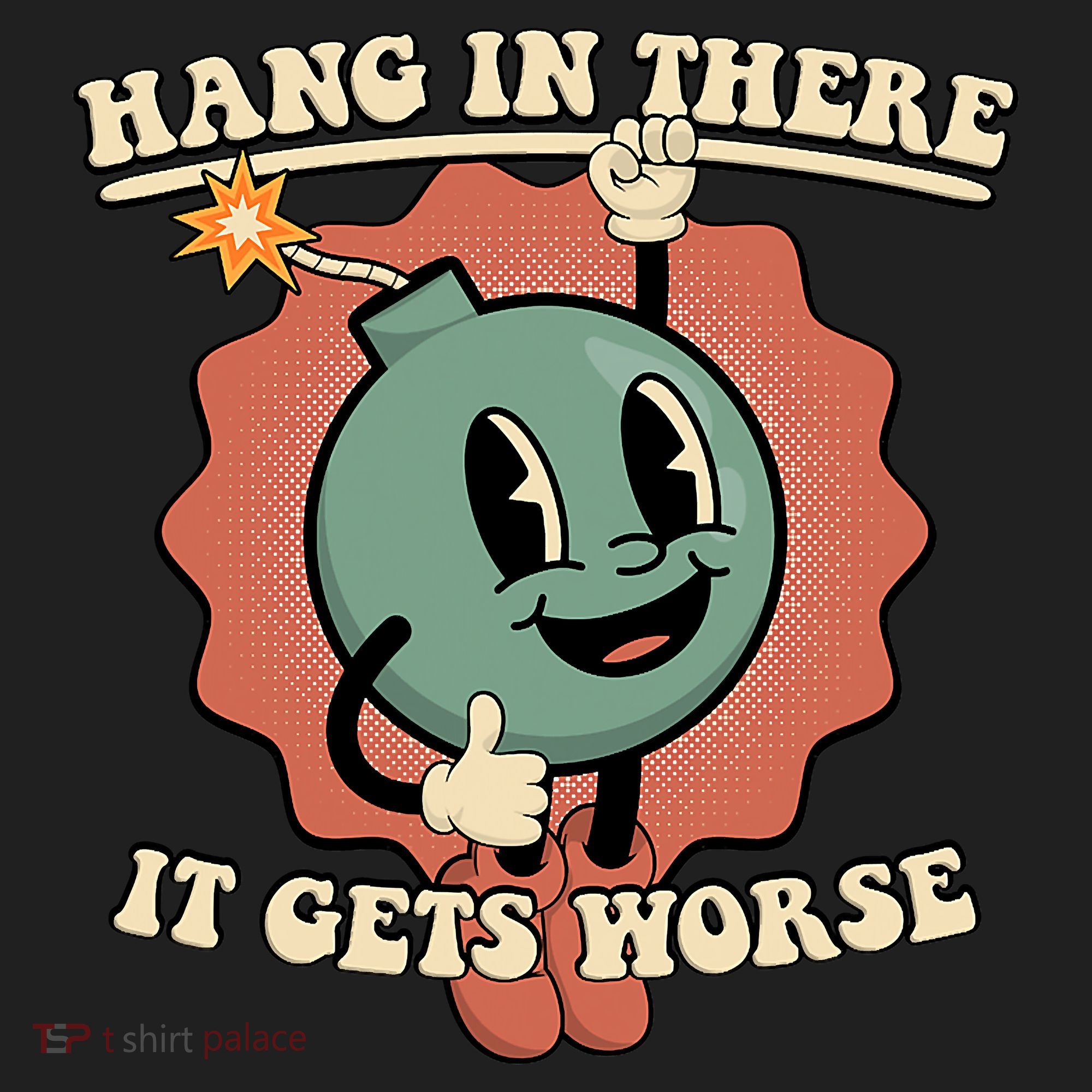 Hang In There It Gets Worse Existential Dread Cartoon Bomb Beanie