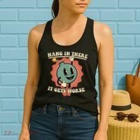 Hang In There It Gets Worse Existential Dread Cartoon Bomb Women's Tank Top thumb 2