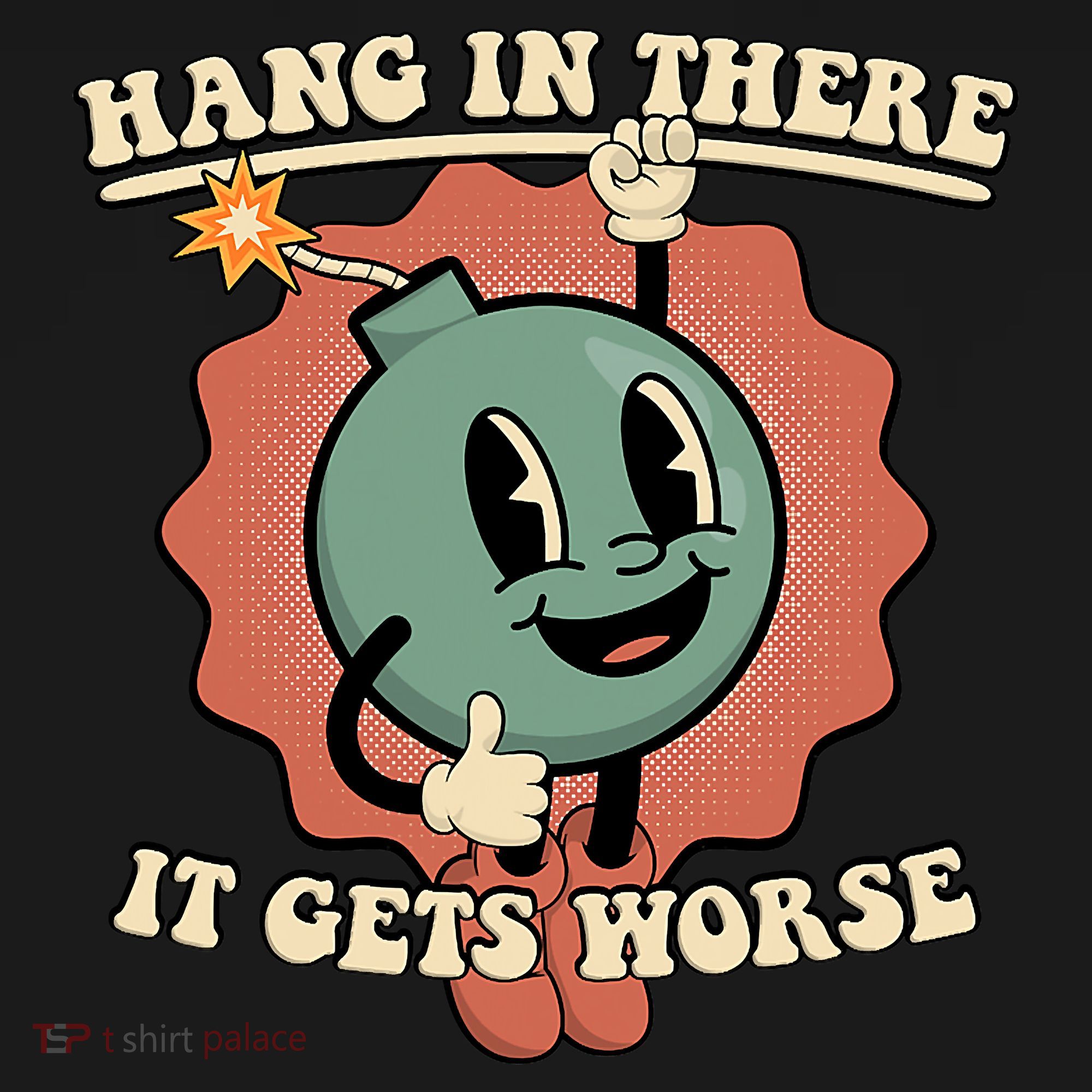 Hang In There It Gets Worse Existential Dread Cartoon Bomb Women's Tank Top