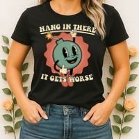 Hang In There It Gets Worse Existential Dread Cartoon Bomb Women's T-Shirt thumb 2
