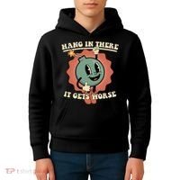 Hang In There It Gets Worse Existential Dread Cartoon Bomb Kids Hoodie thumb 4