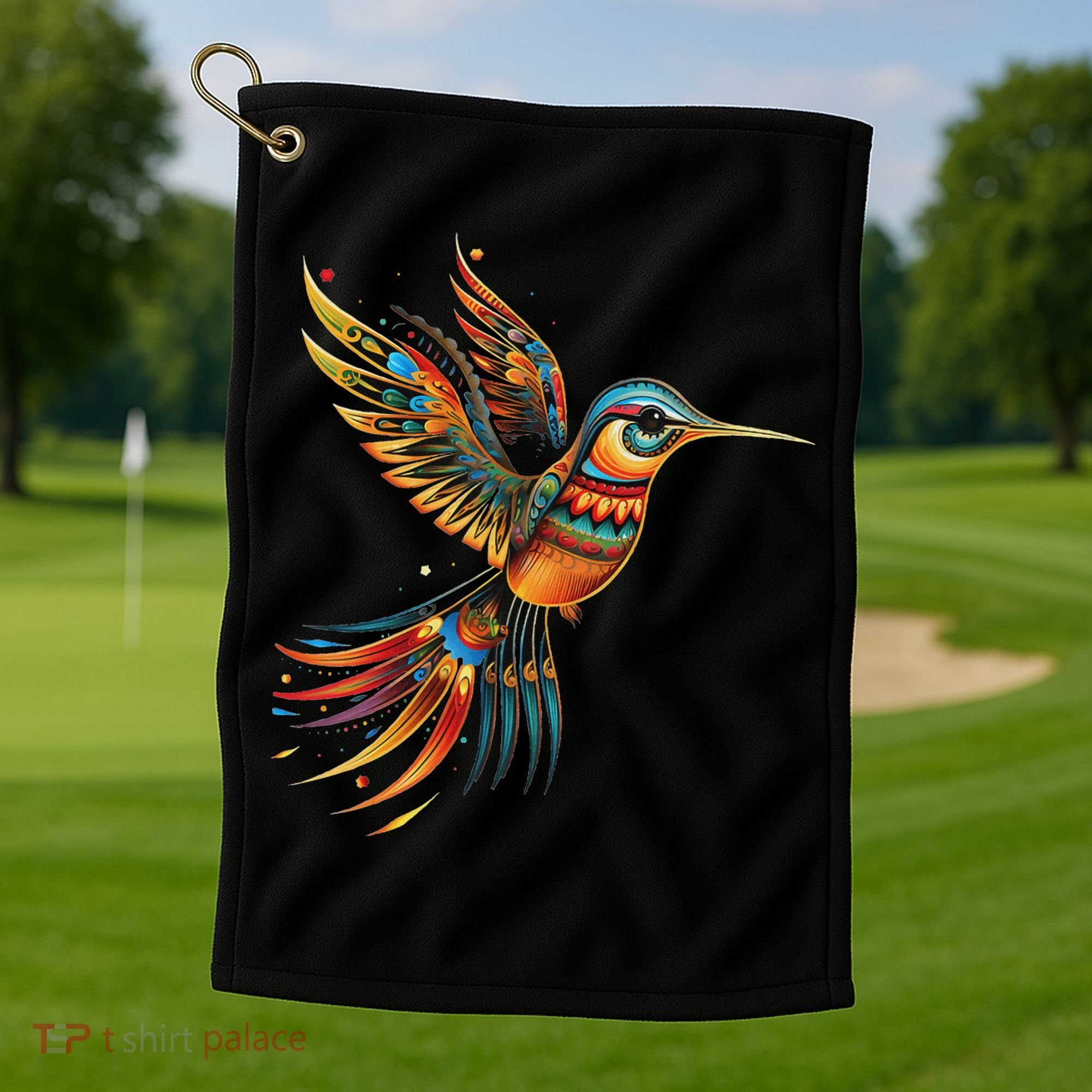 Hummingbird Indian Tribal Art Indian Indigenous Golf Towel